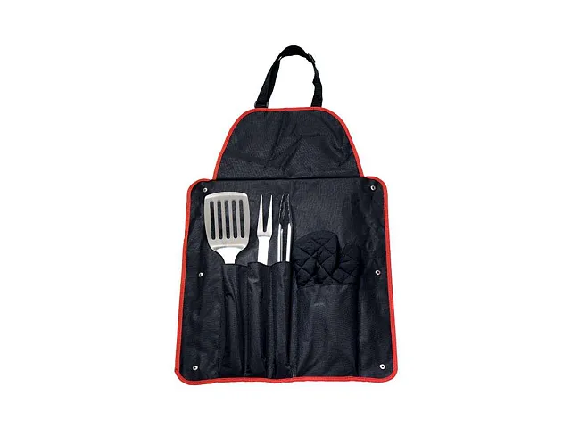 Fontana Tasche mit 3 Edelstahlwerkzeugen, Handschuh und Schürze