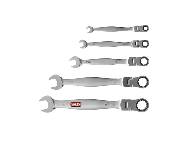 Valex Set of 5 articulated ratchet combination wrenches CRV - Valex