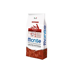 Monge Crocchette per cani All Breeds Adult Monoprotein Agnello con Riso e Patate - Monge