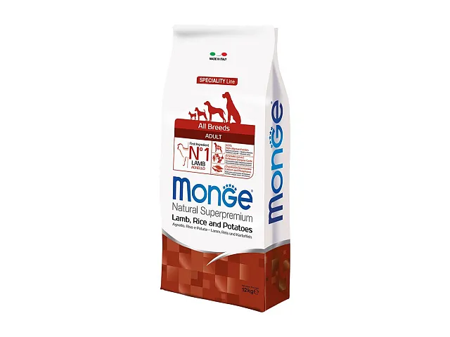 Monge Hundefutter Kroketten All Breeds Adult Monoprotein Lamm mit Reis und Kartoffeln - Monge