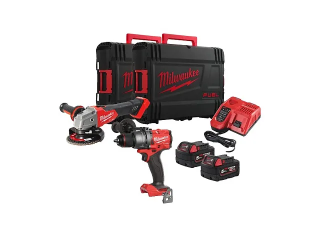 Milwaukee M18 FUEL Hammer Drill Kit + Grinder FPP2E3-502X - Milwaukee
