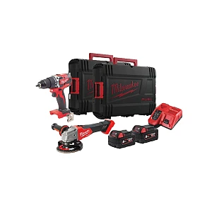 Milwaukee Kit trapano con percussione + smerigliatrice M18 FPP2BG-502X - Milwaukee