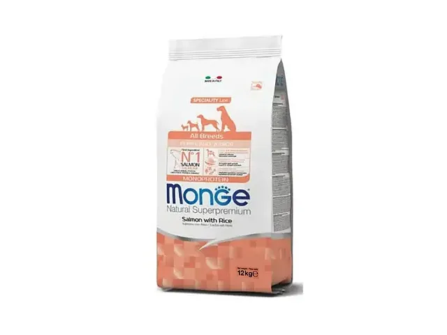 Monge Croquetas para perros All Breeds Puppy & Junior Monoproteína Salmón con Arroz - Monge