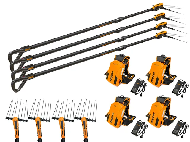 Pellenc Kit 4 secoueurs Power 48 T220-300 + 4 têtes + 4 packs batteries