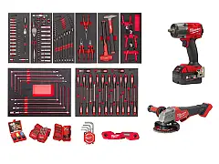 Milwaukee Surtido automotriz con carro CP7 atornillador y amoladora