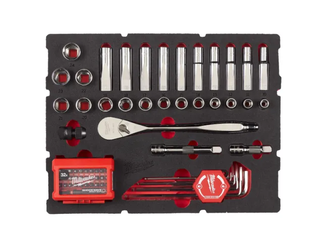 Milwaukee PACKOUT Ratchet and Socket Set in Thermoformed Case - 70 pcs