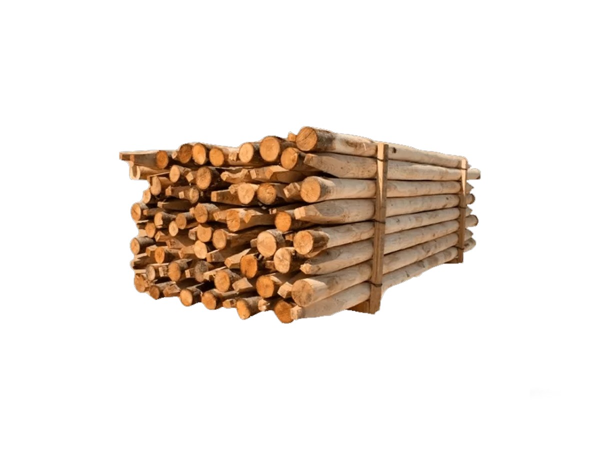 Paletto in legno di castagno scortecciato con punta
